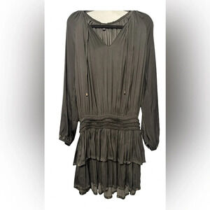 Anthropologie Current Air Black Hook Metal Pleated Dress Size Medium